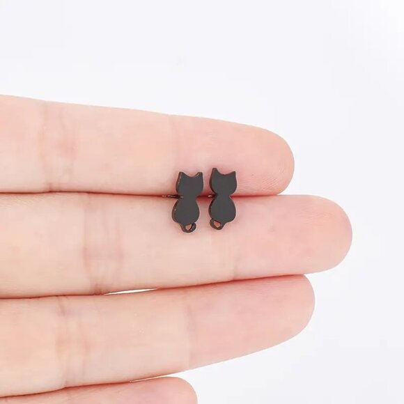 Set (3) pair Stainless Steel KITTY CAT Stud Earrings - Picture 4 of 9